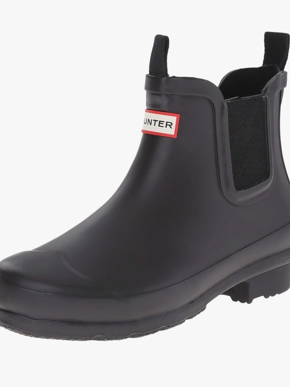 Hunter Black Chelsea Short Rain Boot with Red Logo Trim